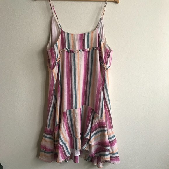Rails Linen Shimmer Sparkly Striped Summer Spaghetti Strap Dress Size M Medium - Picture 8 of 11